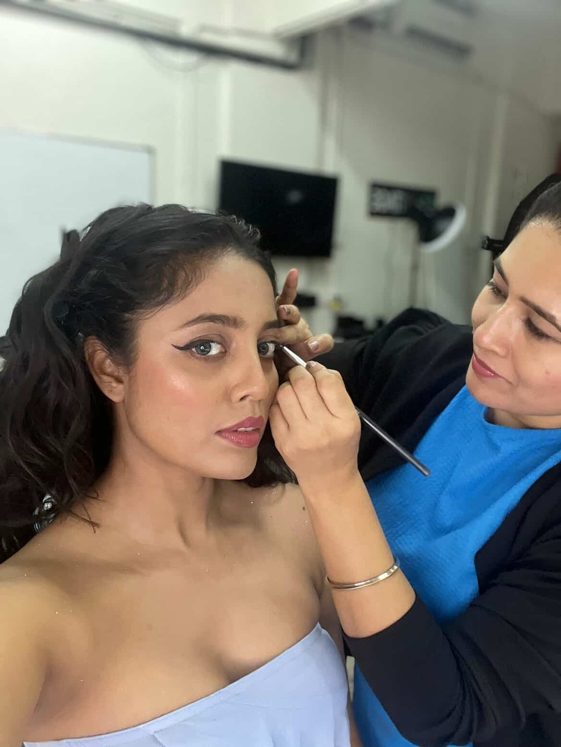 Sunita Mishra working on set